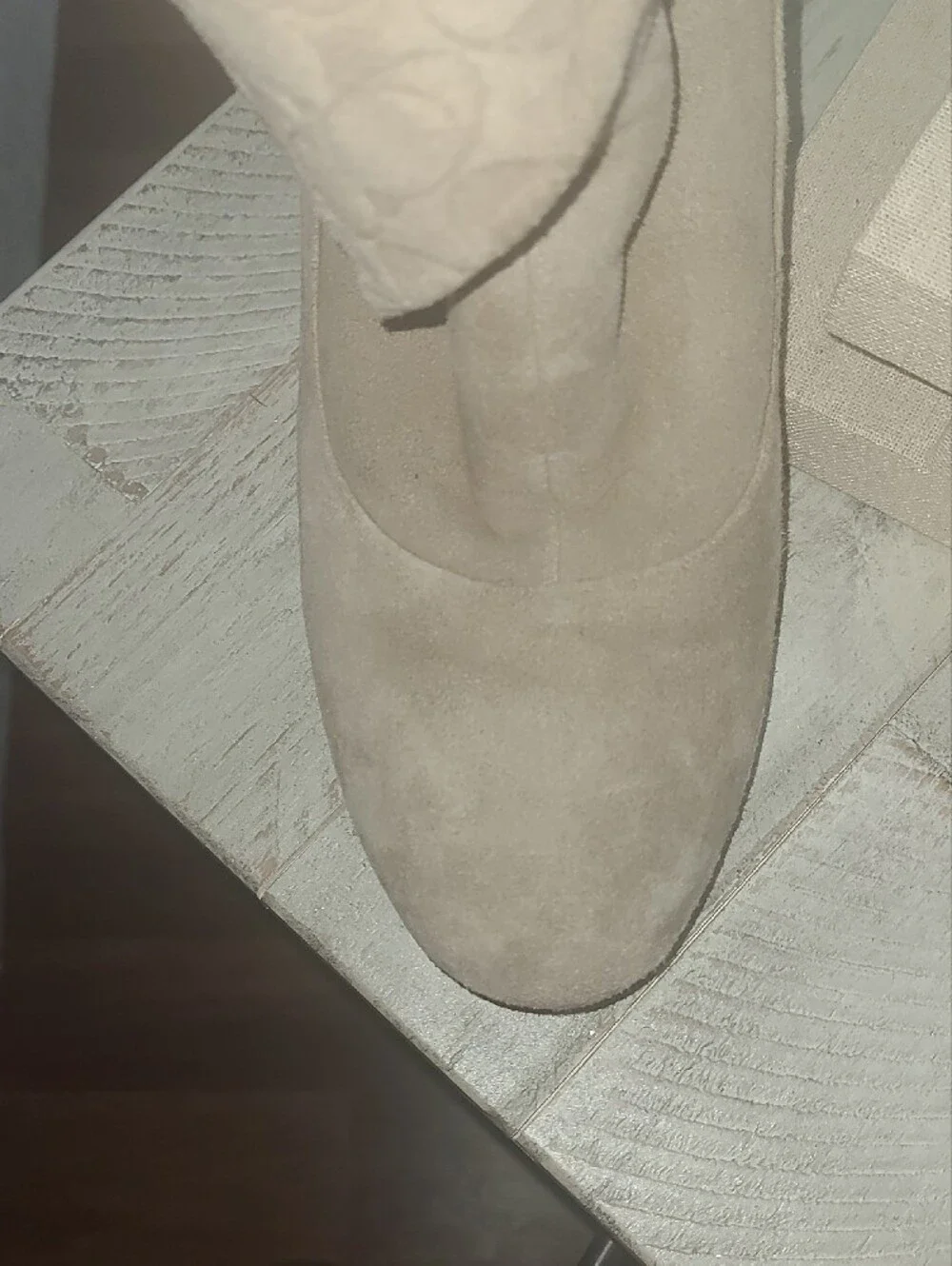 COACH Suede Fold-Over Ankle Booties - Taupe